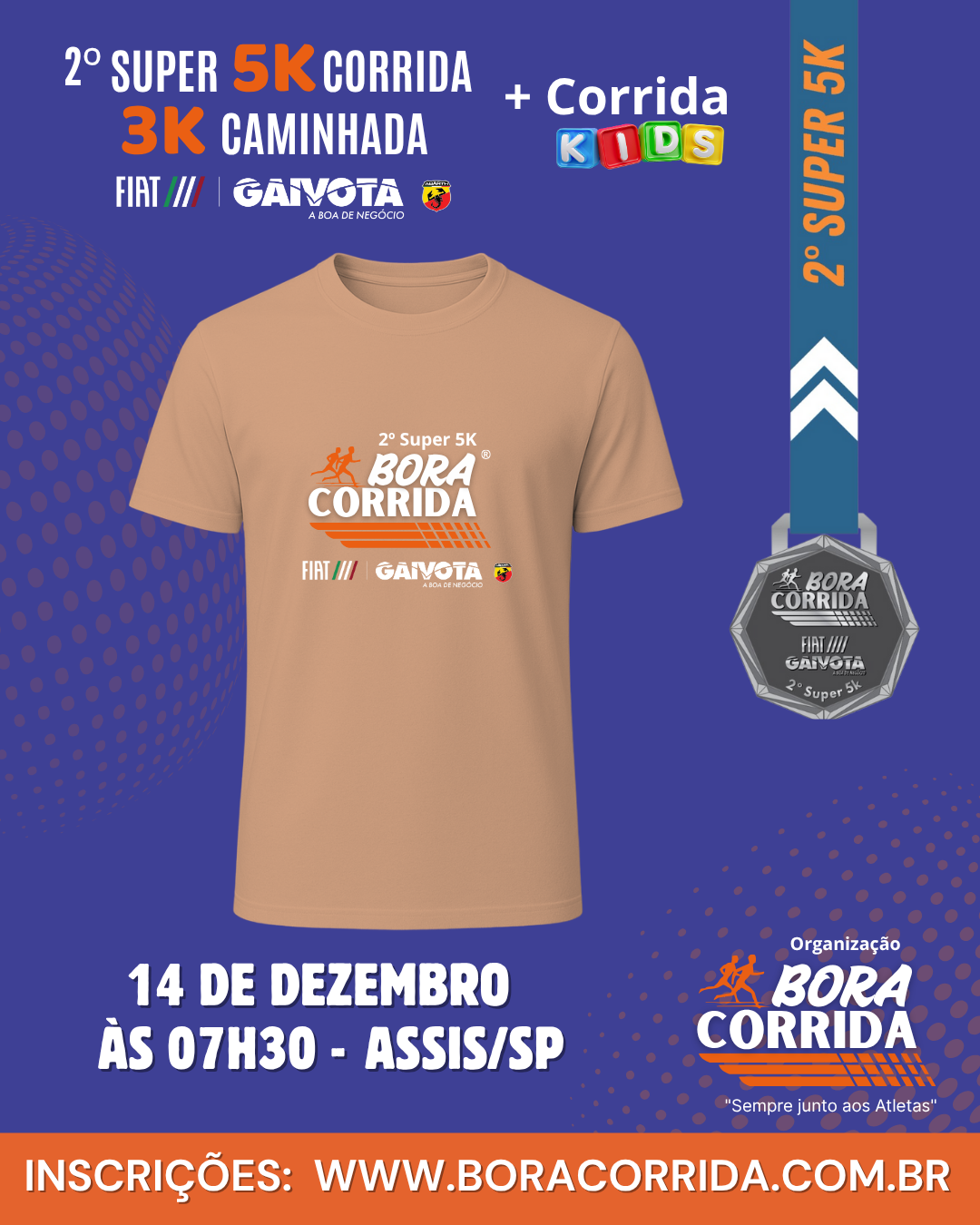 2° SUPER 5K CORRIDA 3K CAMINHADA E CORRIDA KIDS - Camiseta