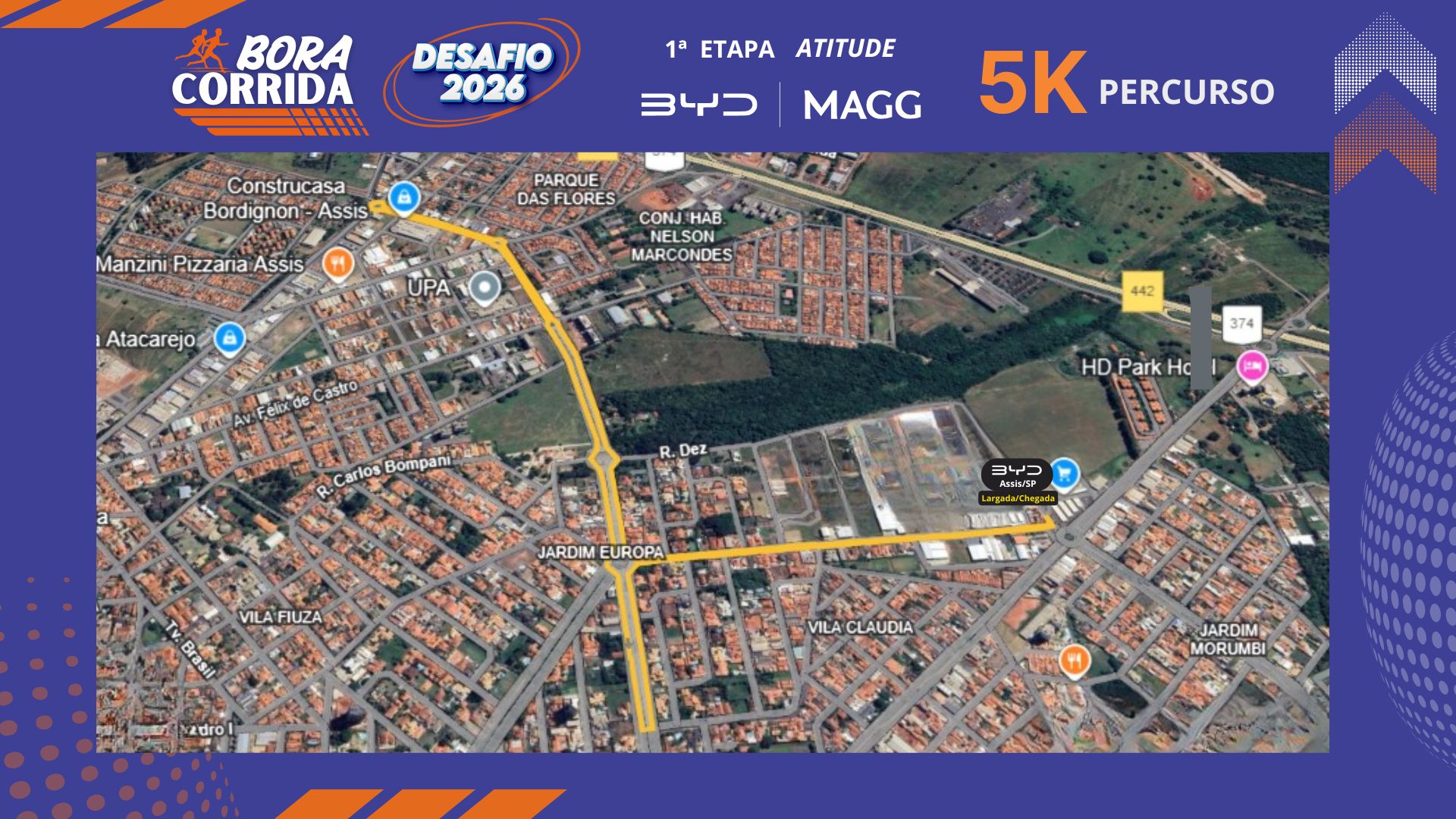 DESAFIO 2026 BORA CORRIDA      1ª ETAPA ATITUDE / BYD MAGGI - Mapa