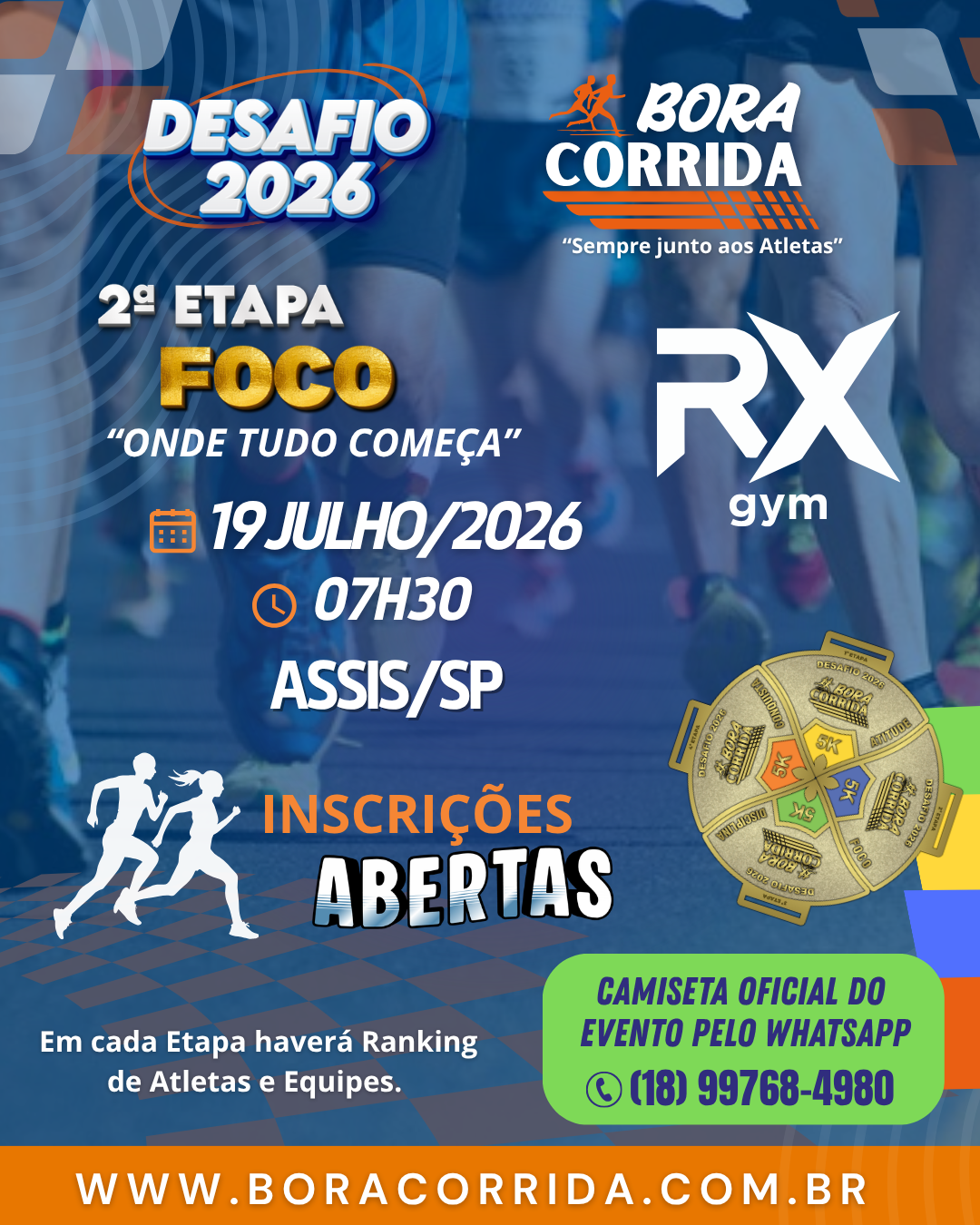 DESAFIO 2026 BORA CORRIDA 2ª ETAPA FOCO / RX GYM