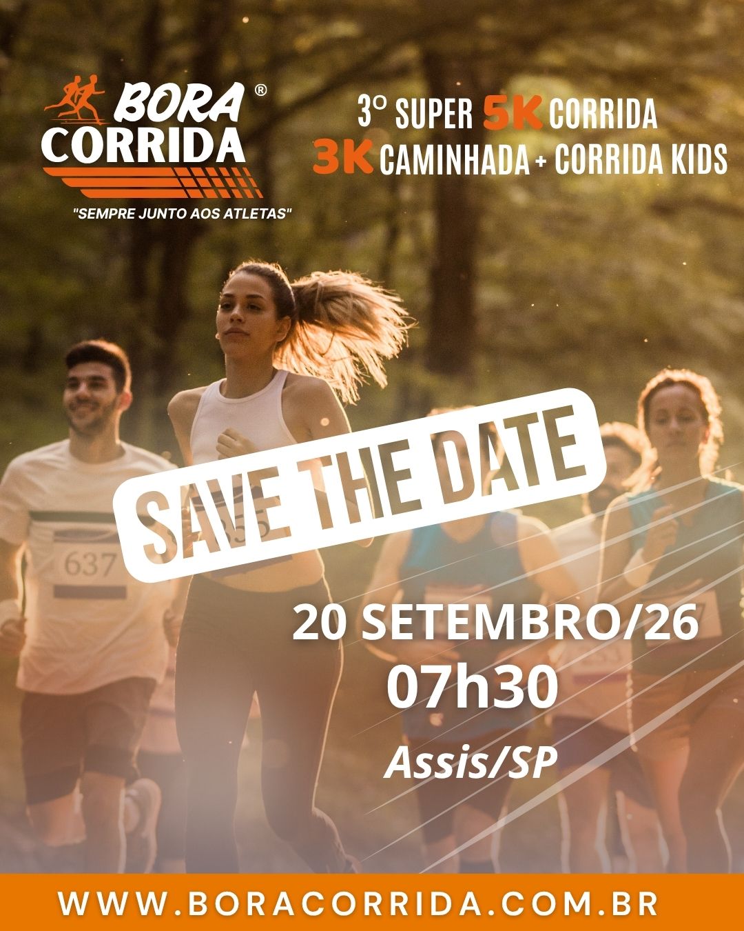 3º SUPER 5K CORRIDA E 3K CAMINHADA + CORRIDA KIDS  BORA CORRIDA