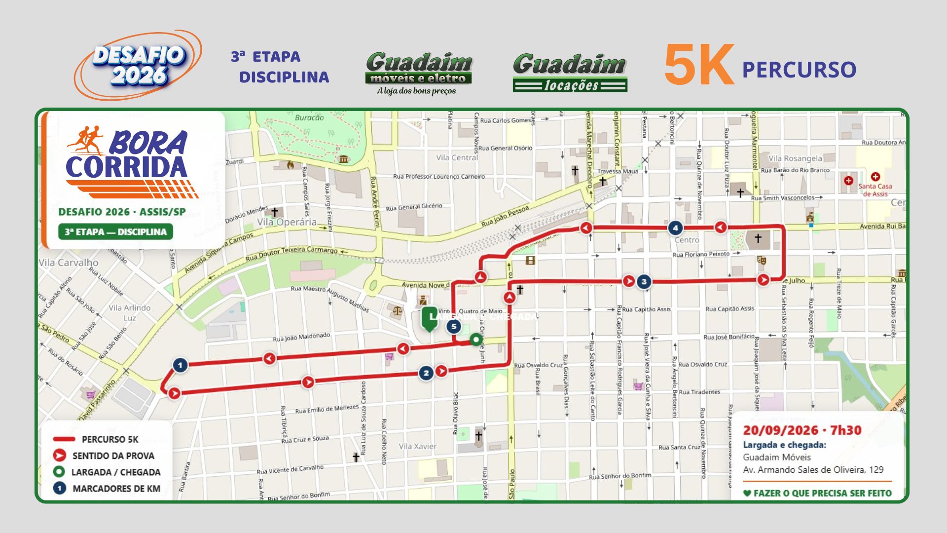 DESAFIO 2026 BORA CORRIDA - 3ª ETAPA DISCIPLINA - GUADAIM MÓVEIS - Mapa